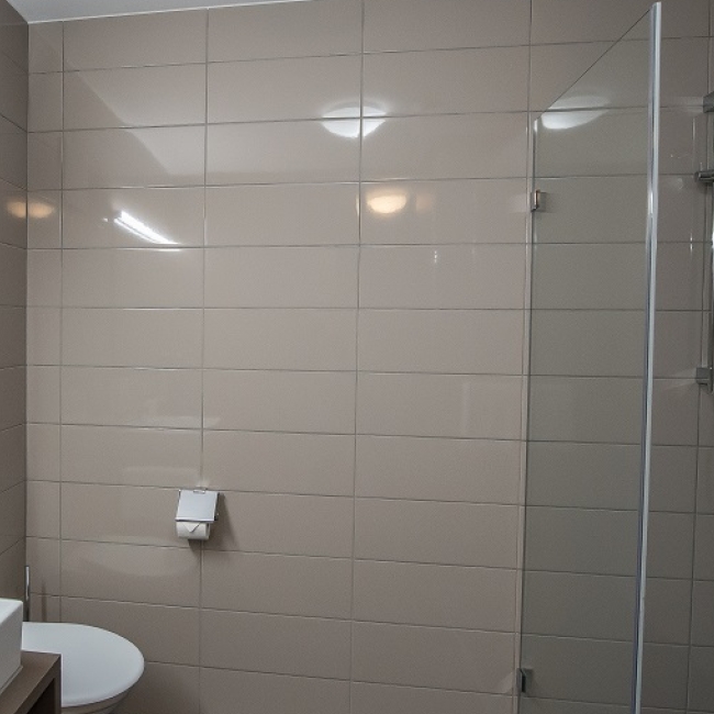 Badezimmer mit Dusche und WC im Business Apartment nähe Zürich 